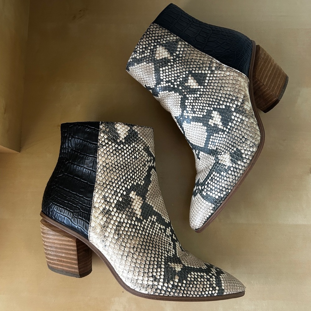 Vince Camuto Snakeprint Grasem Leather Ankle Booties
